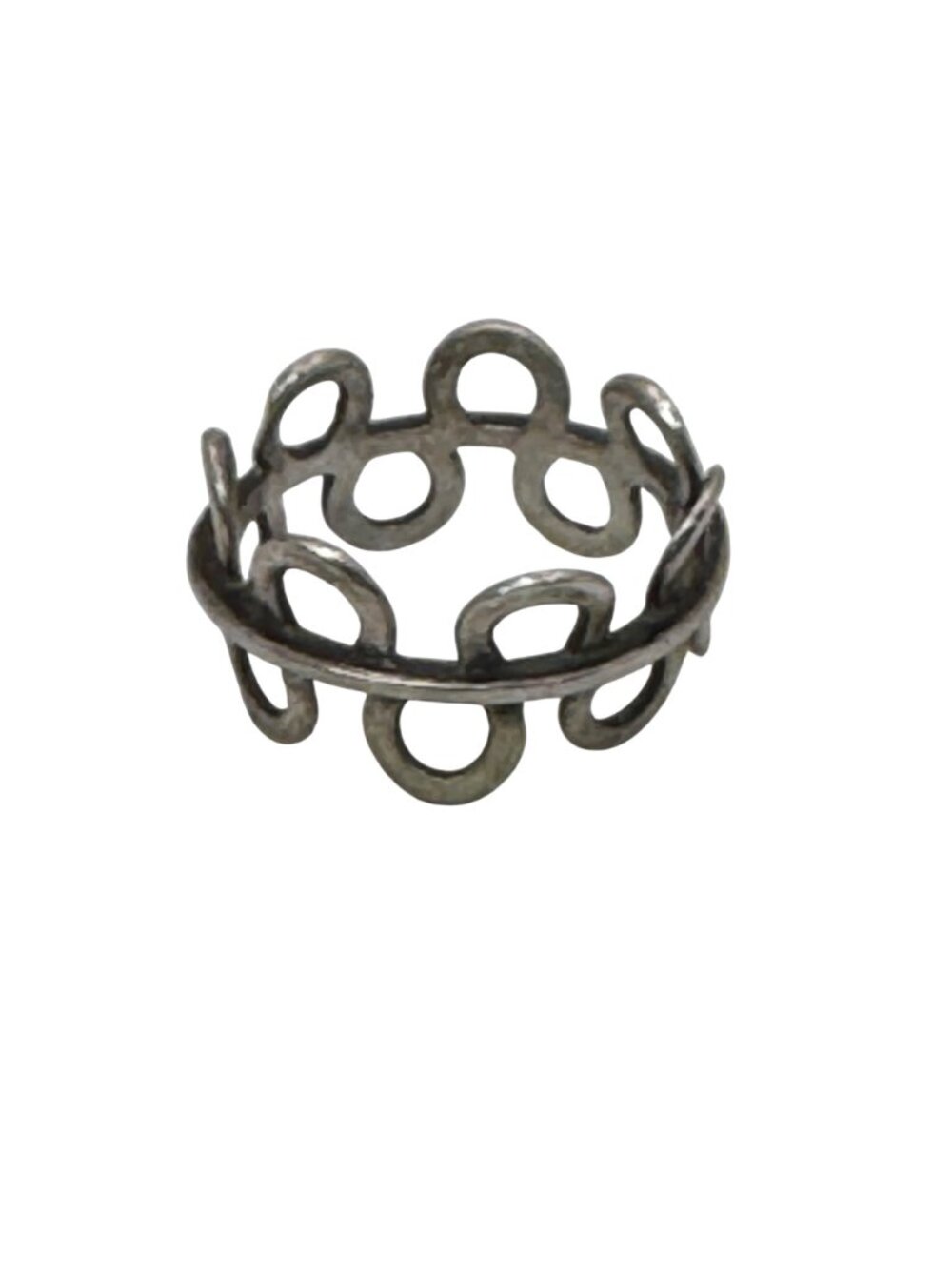 Modernist Sterling Silver Ring Abstract Open-Circle Loop Waves Band Ring Sz 6.5 - Picture 6 of 12